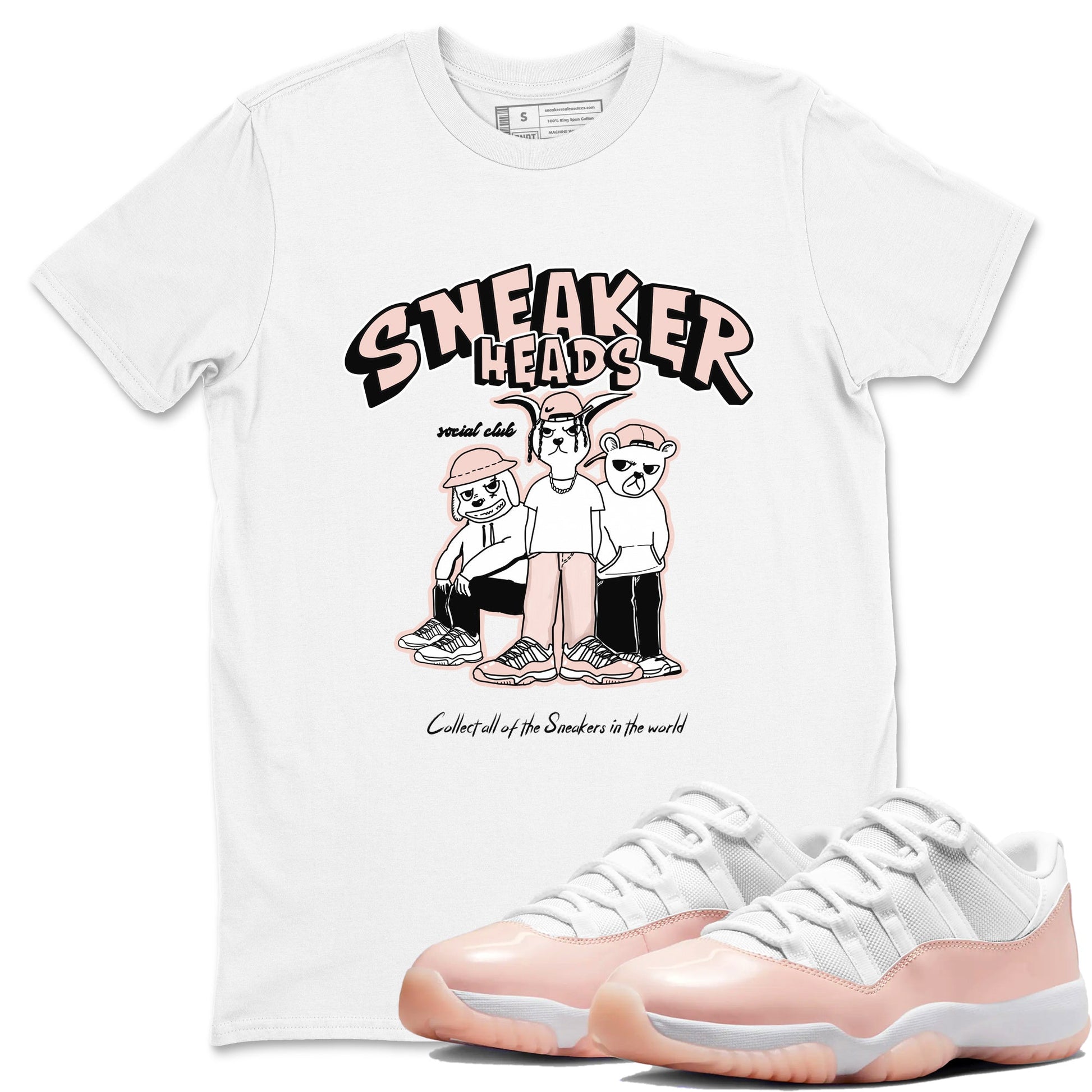 11s Legend Pink shirts to match jordans Sneakerheads Social Club sneaker match tees Air Jordan 11 Legend Pink SNRT Sneaker Tees streetwear brand White 1 unisex cotton tee
