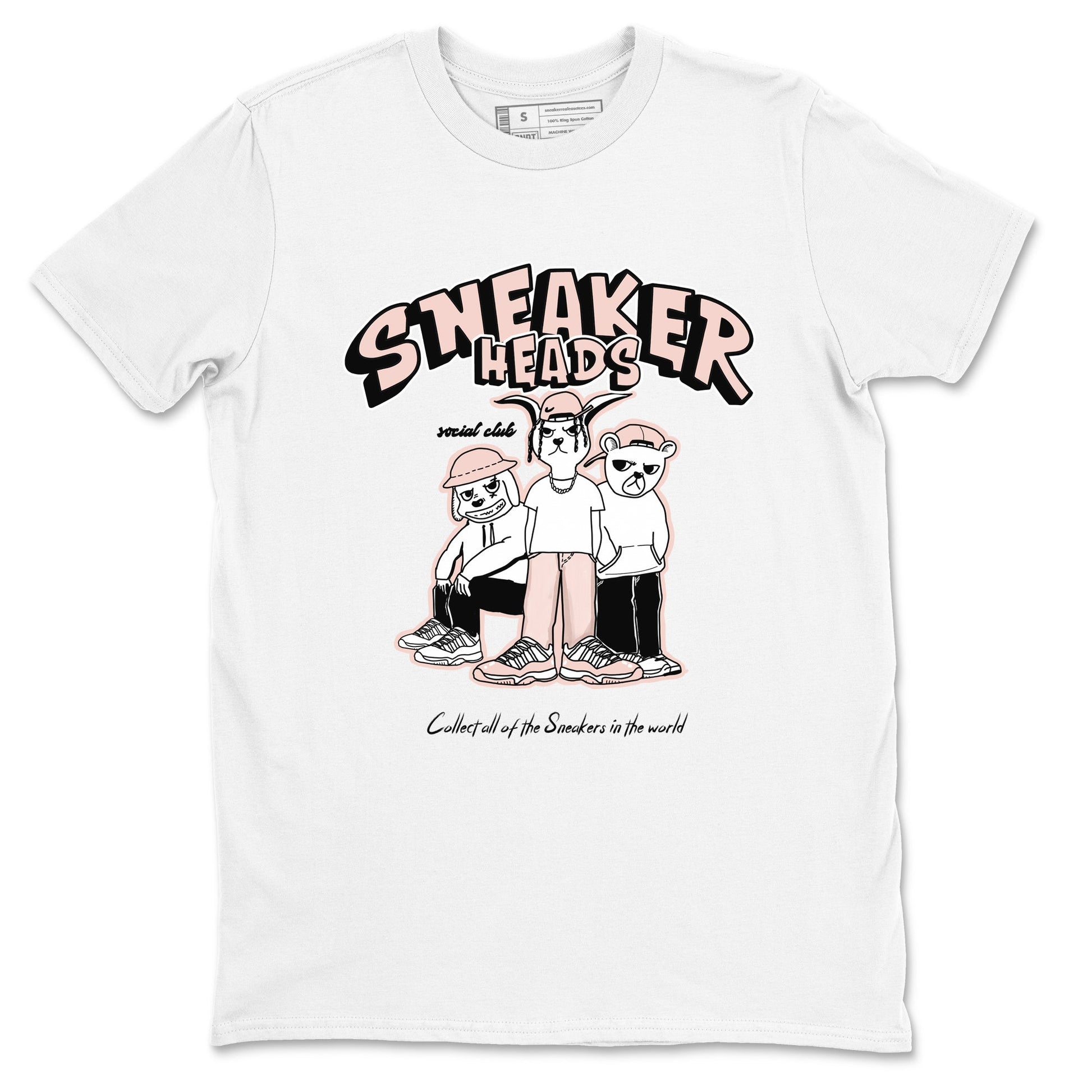 11s Legend Pink shirts to match jordans Sneakerheads Social Club sneaker match tees Air Jordan 11 Legend Pink SNRT Sneaker Tees streetwear brand White 2 unisex cotton tee