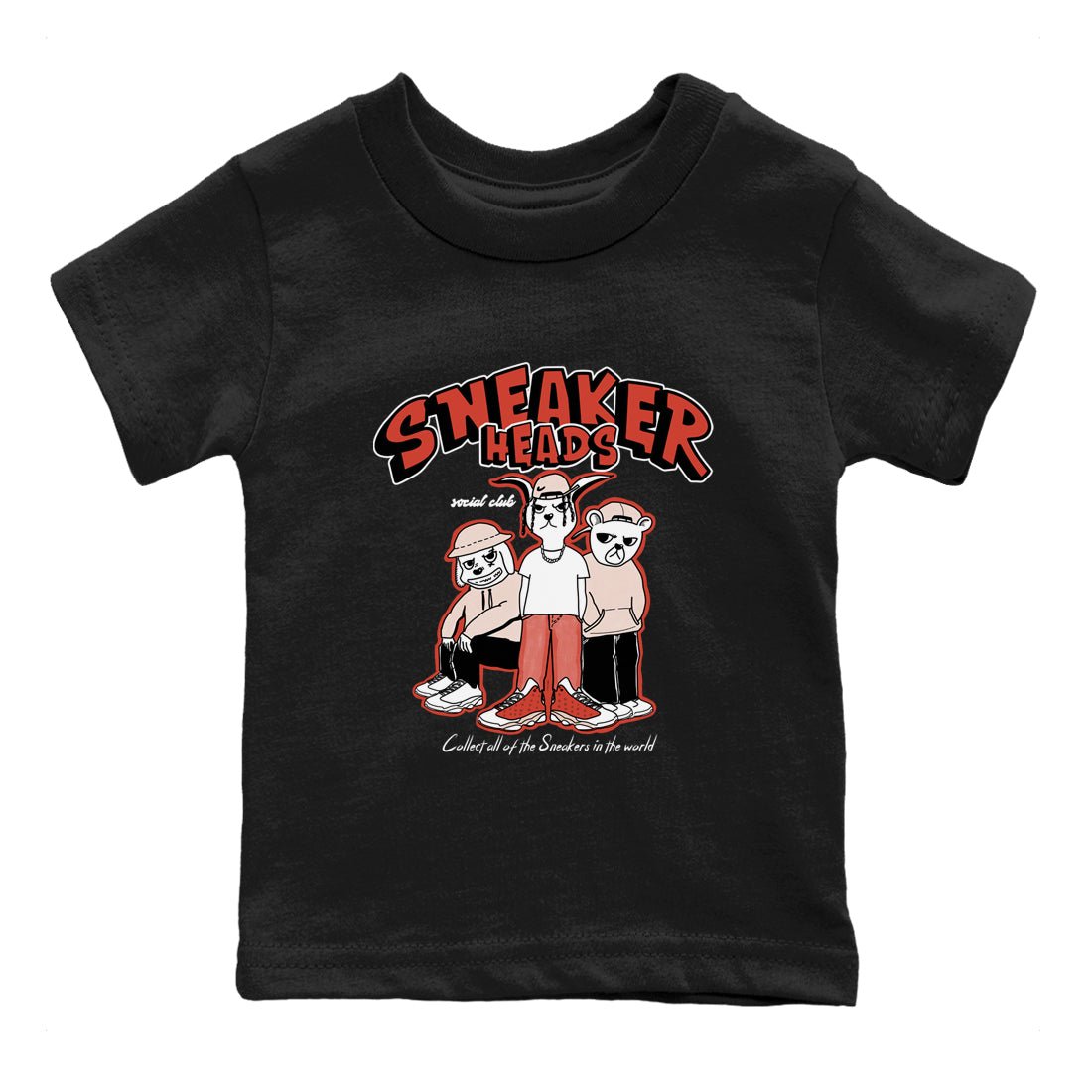 13s Dune Red shirts to match jordans Sneakerheads Social Club sneaker match tees Air Jordan 13 Dune Red SNRT Sneaker Tees streetwear brand Baby and Youth Black 2 cotton tee