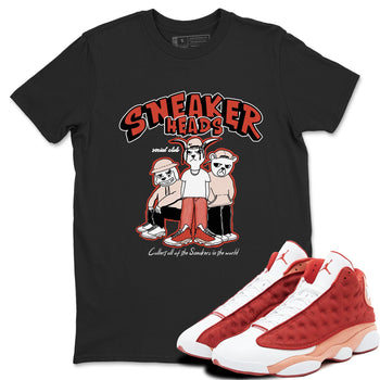 13s Dune Red shirts to match jordans Sneakerheads Social Club sneaker match tees Air Jordan 13 Dune Red SNRT Sneaker Tees streetwear brand Black 1 unisex cotton tee