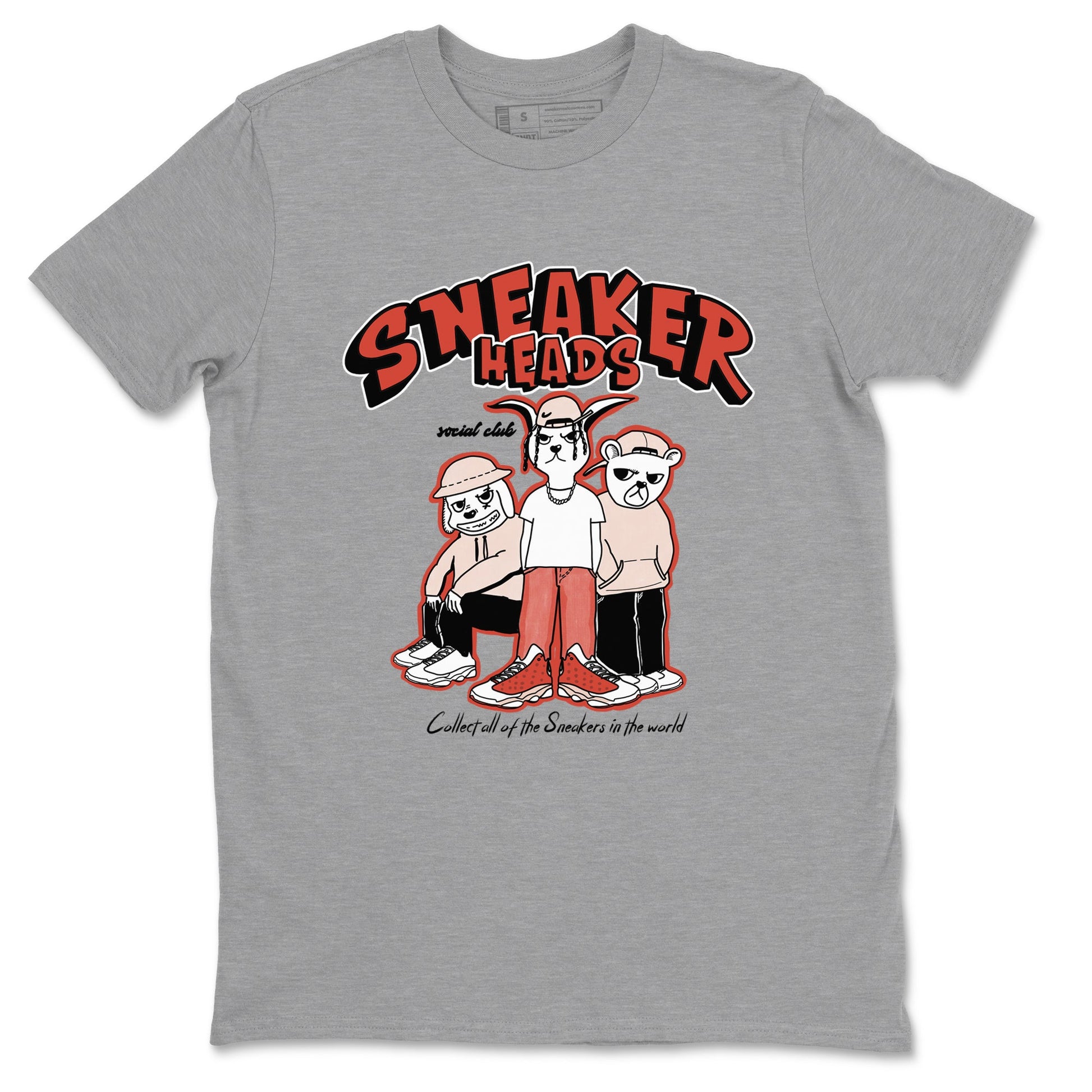 13s Dune Red shirts to match jordans Sneakerheads Social Club sneaker match tees Air Jordan 13 Dune Red SNRT Sneaker Tees streetwear brand Heather Grey 2 unisex cotton tee
