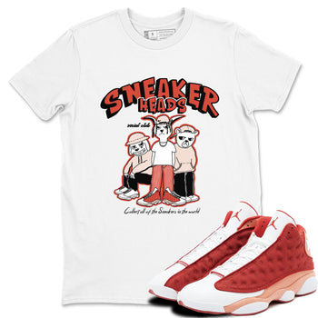 13s Dune Red shirts to match jordans Sneakerheads Social Club sneaker match tees Air Jordan 13 Dune Red SNRT Sneaker Tees streetwear brand White 1 unisex cotton tee