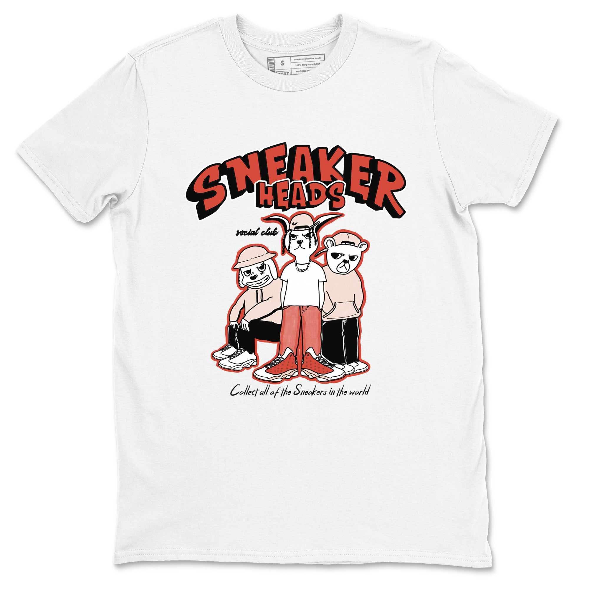13s Dune Red shirts to match jordans Sneakerheads Social Club sneaker match tees Air Jordan 13 Dune Red SNRT Sneaker Tees streetwear brand White 2 unisex cotton tee