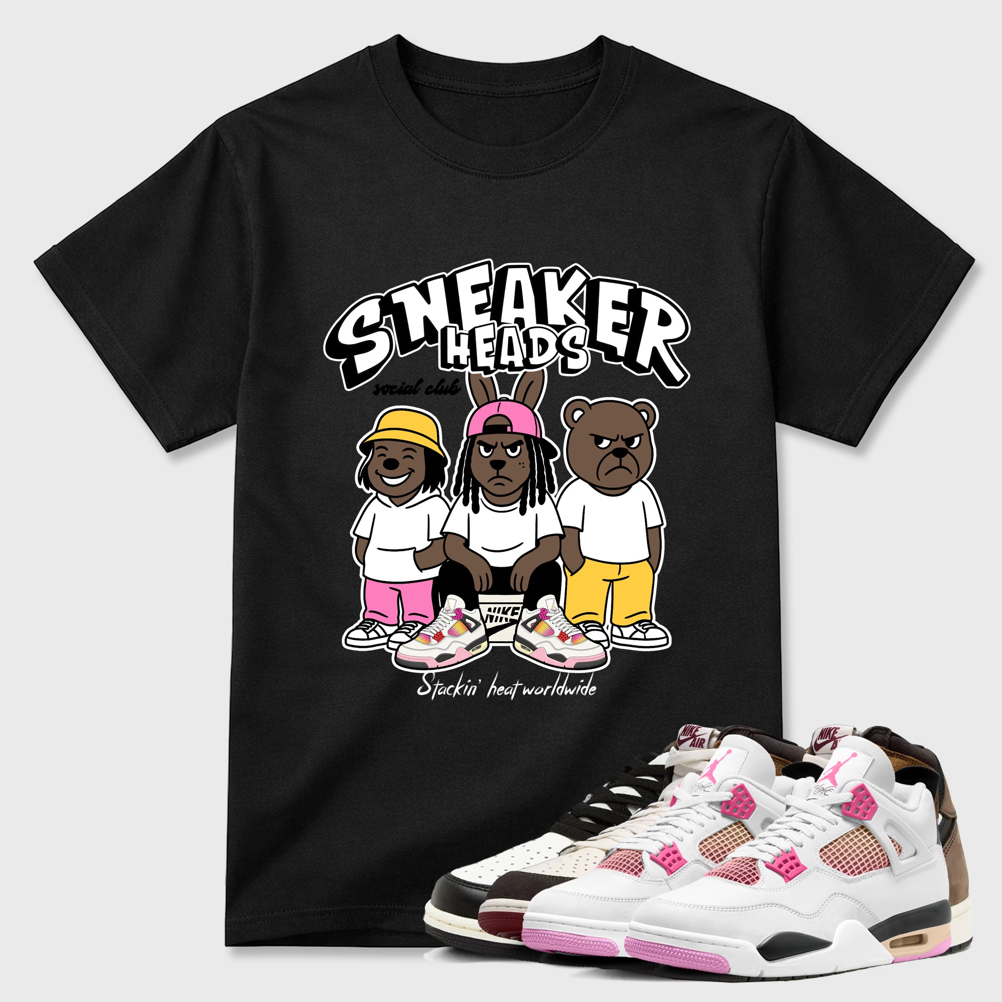 Sneakerheads Social Club Graphic T-Shirt featuring original streetwear artwork designed to match the Air Jordan 4 Comic. Black 1 Graphic T-Shirt.