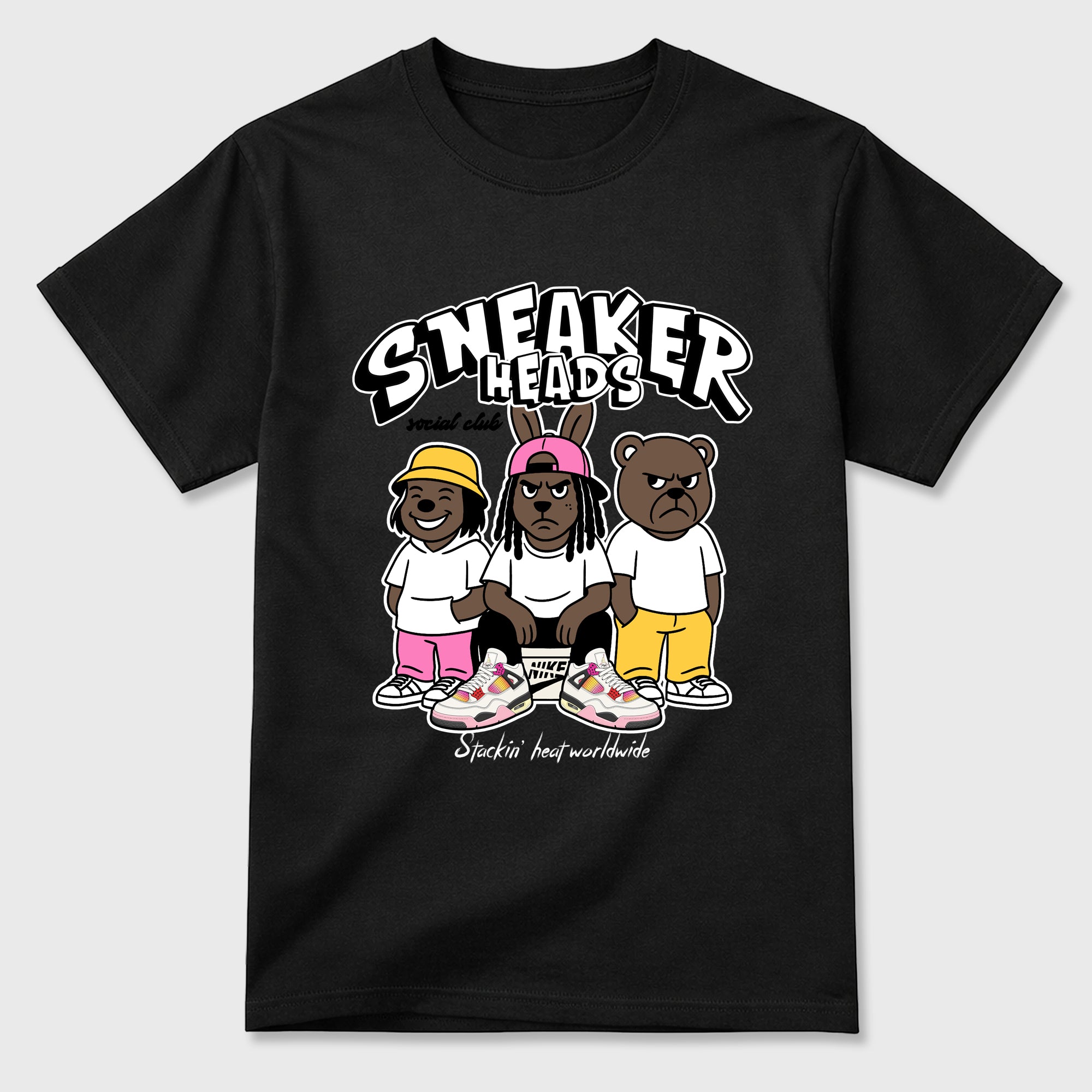 Sneakerheads Social Club Graphic T-Shirt featuring original streetwear artwork designed to match the Air Jordan 4 Comic. Black 2 Graphic T-Shirt.