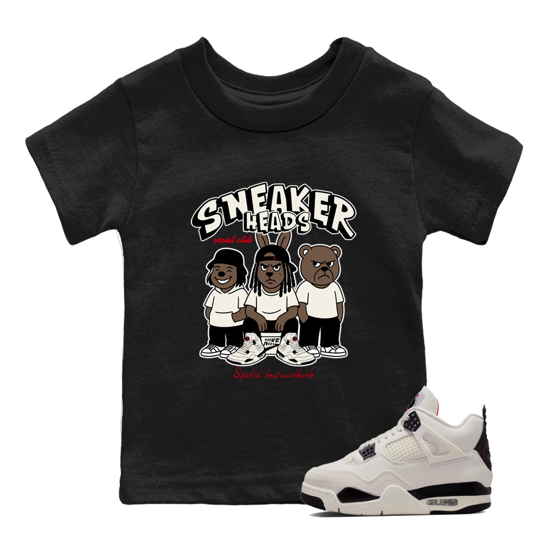 Sneaker match tees – Sneaker Tees To Match Air Jordan 4 Flight Club Shoes – Sneakerheads Social Club Kids T-Shirt Black 1