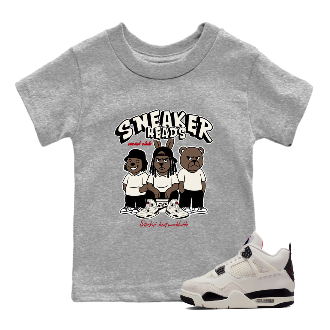 Sneaker match tees – Sneaker Tees To Match Air Jordan 4 Flight Club Shoes – Sneakerheads Social Club Kids T-Shirt Heather Grey 1