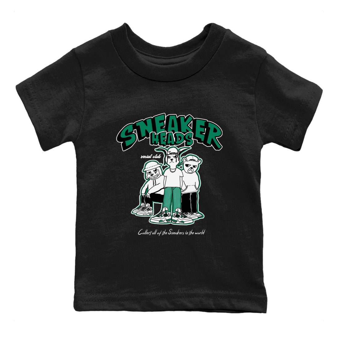 4s Oxidized Green shirts to match jordans Sneakerheads Social Club sneaker match tees Air Jordan 4 Oxidized Green SNRT Sneaker Tees streetwear brand Baby and Youth Black 2 cotton tee