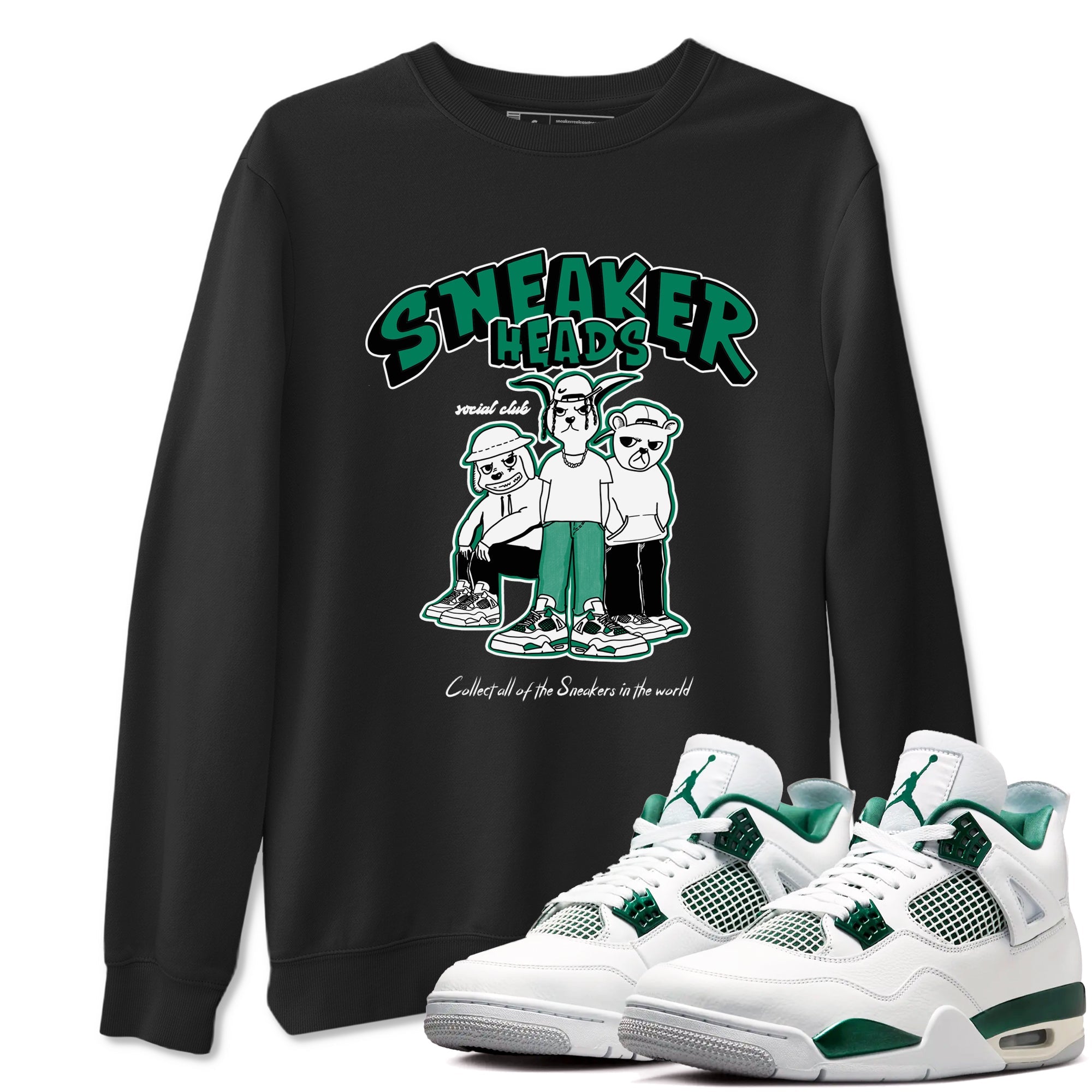 4s Oxidized Green shirts to match jordans Sneakerheads Social Club sneaker match tees Air Jordan 4 Oxidized Green SNRT Sneaker Tees streetwear brand Black 1 unisex cotton tee