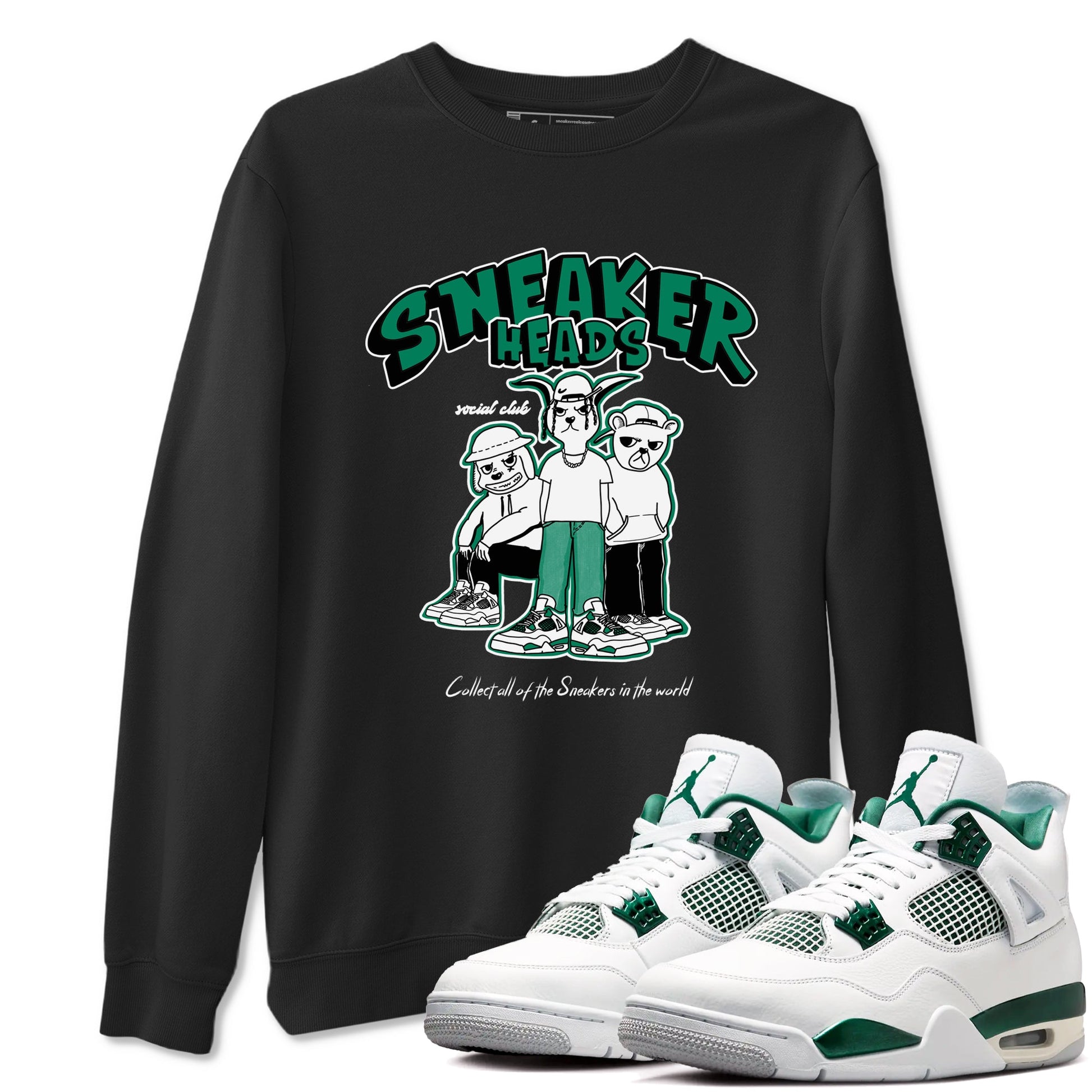 4s Oxidized Green shirts to match jordans Sneakerheads Social Club sneaker match tees Air Jordan 4 Oxidized Green SNRT Sneaker Tees streetwear brand Black 1 unisex cotton tee