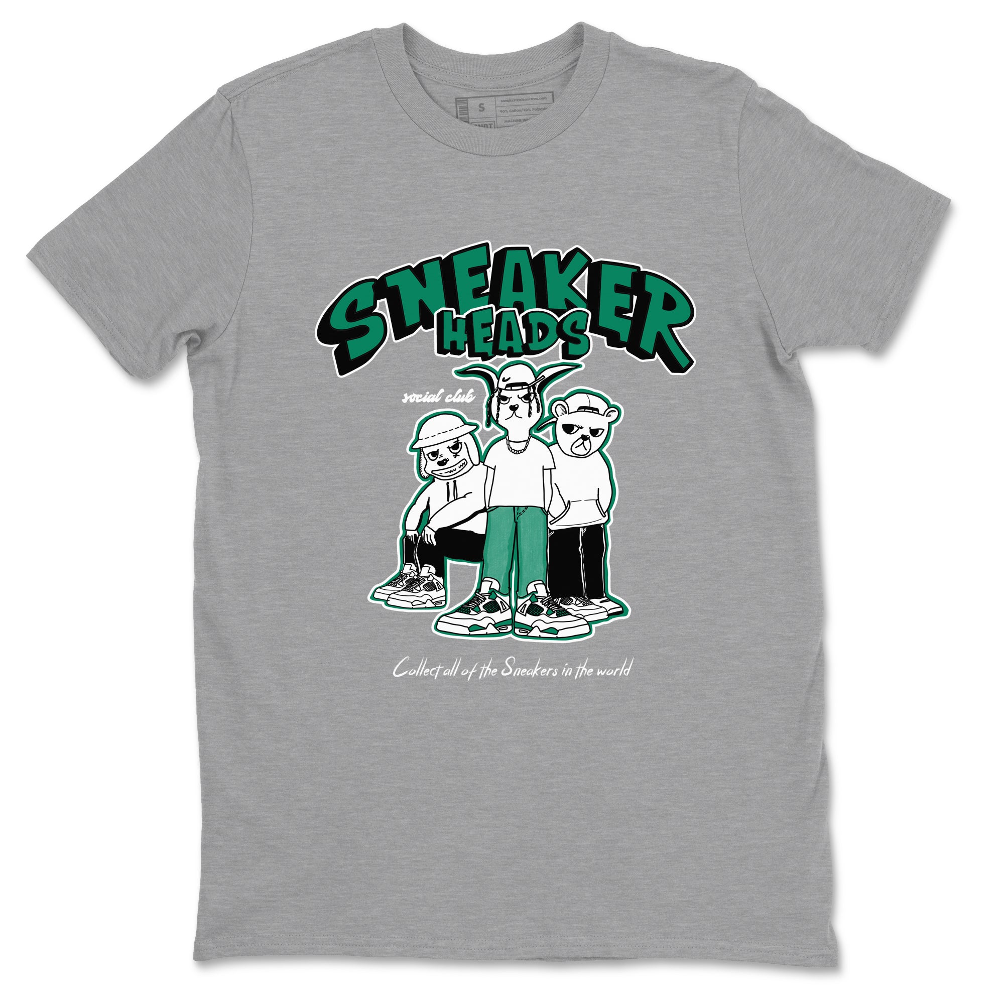 4s Oxidized Green shirts to match jordans Sneakerheads Social Club sneaker match tees Air Jordan 4 Oxidized Green SNRT Sneaker Tees streetwear brand Heather Grey 2 unisex cotton tee