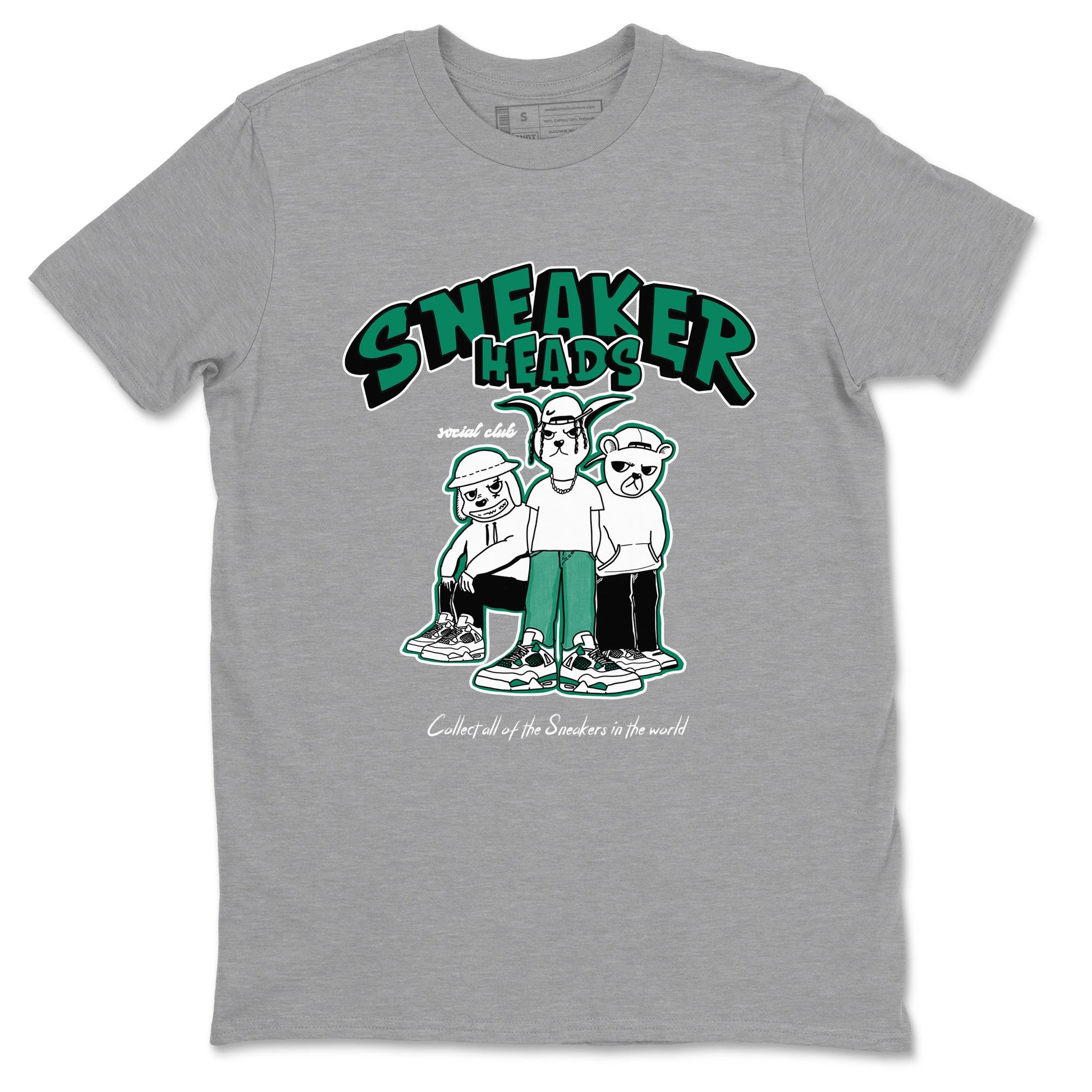 4s Oxidized Green shirts to match jordans Sneakerheads Social Club sneaker match tees Air Jordan 4 Oxidized Green SNRT Sneaker Tees streetwear brand Heather Grey 2 unisex cotton tee