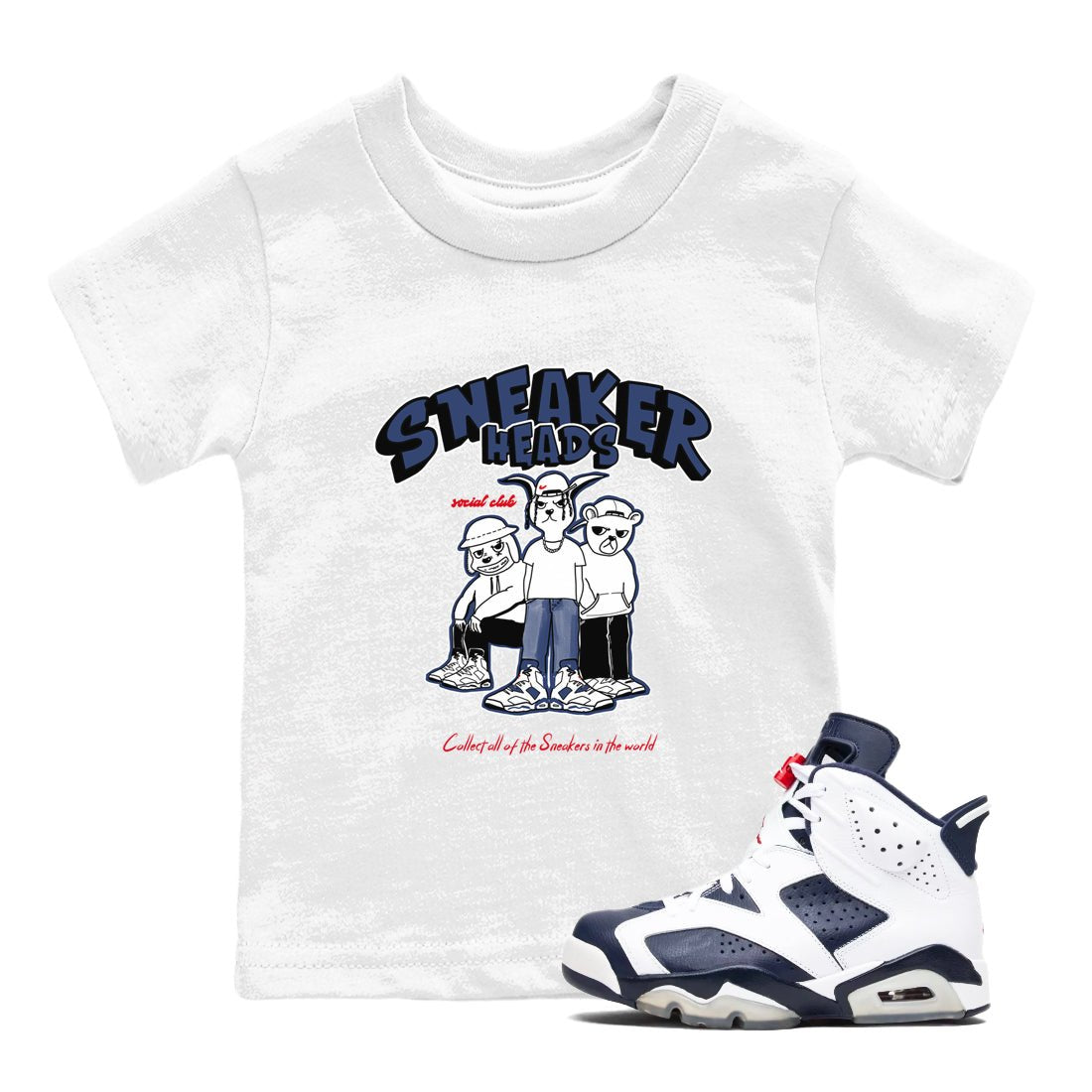 6s Olympic shirts to match jordans Sneakerheads Social Club sneaker match tees Air Jordan 6 Olympic SNRT Sneaker Tees streetwear brand Baby and Youth White 1 cotton tee
