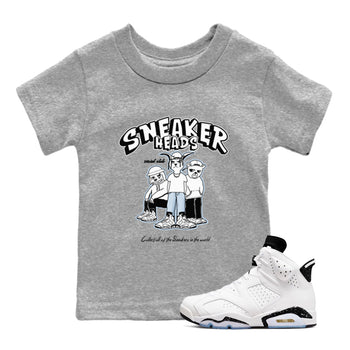 AJ6 White Black shirts to match jordans Sneakerheads Social Club sneaker match tees Air Jordan 6 White Black SNRT Sneaker Tees streetwear brand Baby and Youth Heather Grey 1 cotton tee