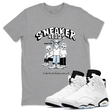 AJ6 White Black shirts to match jordans Sneakerheads Social Club sneaker match tees Air Jordan 6 White Black SNRT Sneaker Tees streetwear brand Heather Grey 1 unisex cotton tee