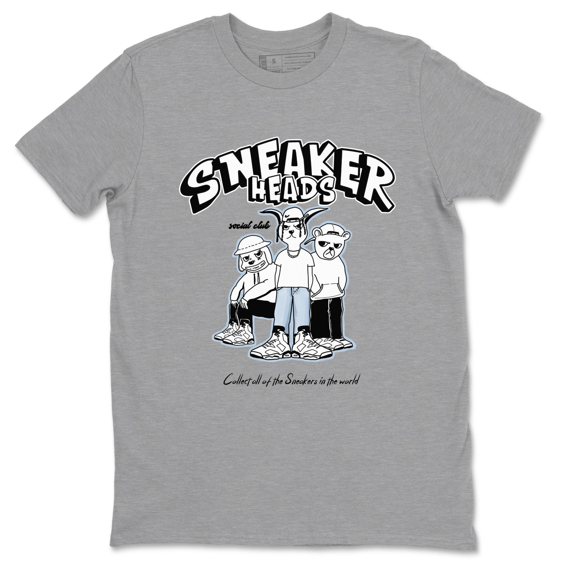 AJ6 White Black shirts to match jordans Sneakerheads Social Club sneaker match tees Air Jordan 6 White Black SNRT Sneaker Tees streetwear brand Heather Grey 2 unisex cotton tee