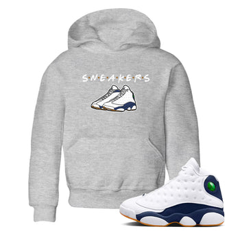 13s Midnight Navy shirts to match jordans Sneakers sneaker match tees Air Jordan 13 Midnight Navy SNRT Sneaker Release Tees Youth Baby Heather Grey 1 crew neck shirts