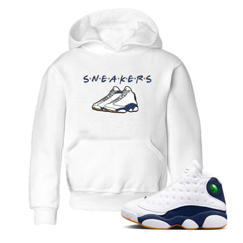 13s Midnight Navy shirts to match jordans Sneakers sneaker match tees Air Jordan 13 Midnight Navy SNRT Sneaker Release Tees Youth Baby White 1 crew neck shirts