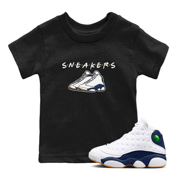 13s Midnight Navy shirts to match jordans Sneakers sneaker match tees Air Jordan 13 Midnight Navy SNRT Sneaker Release Tees Youth Baby Black 1 crew neck shirts