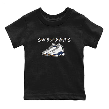 13s Midnight Navy shirts to match jordans Sneakers sneaker match tees Air Jordan 13 Midnight Navy SNRT Sneaker Release Tees Youth Baby Black 2 crew neck shirts