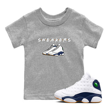 13s Midnight Navy shirts to match jordans Sneakers sneaker match tees Air Jordan 13 Midnight Navy SNRT Sneaker Release Tees Youth Baby Heather Grey 1 crew neck shirts