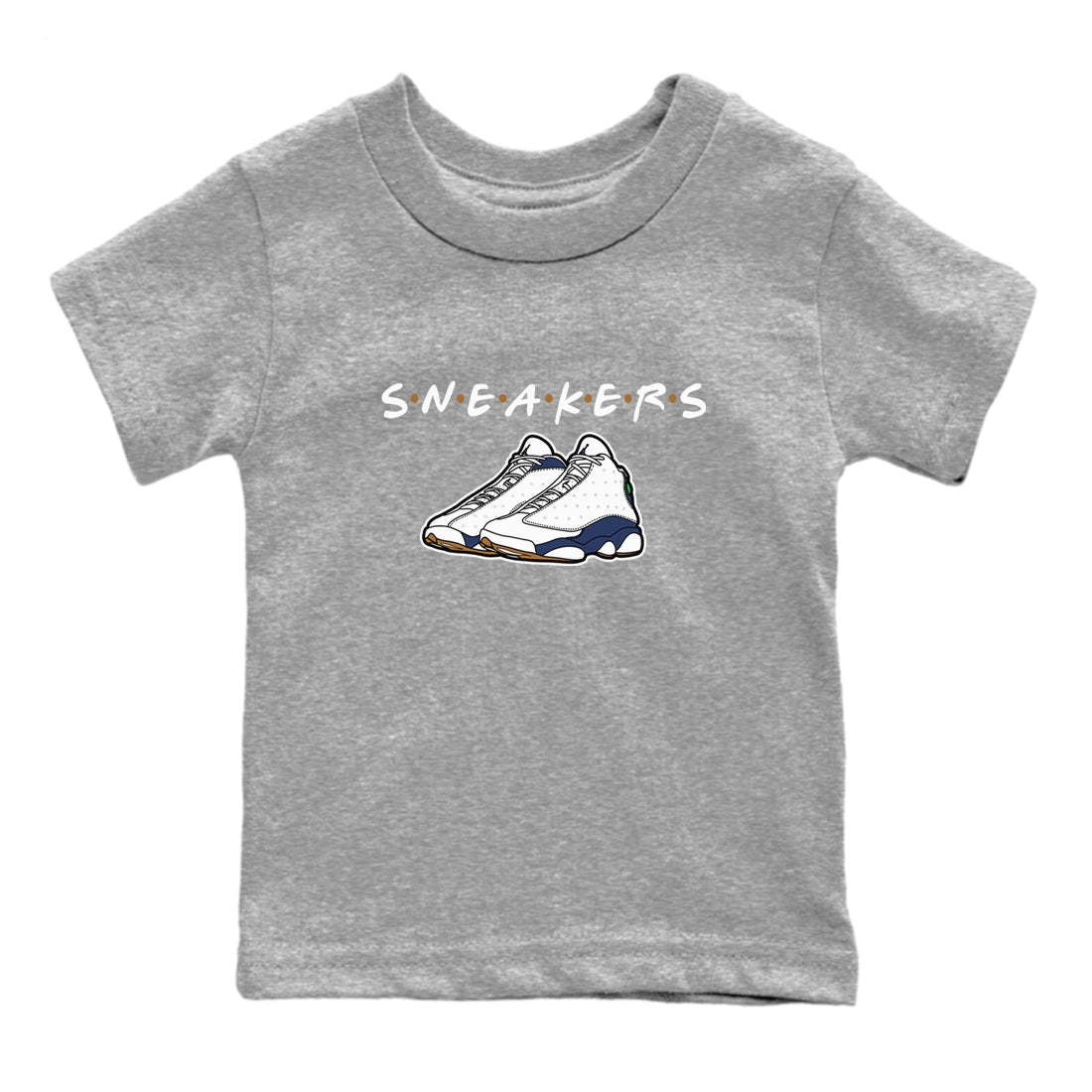 13s Midnight Navy shirts to match jordans Sneakers sneaker match tees Air Jordan 13 Midnight Navy SNRT Sneaker Release Tees Youth Baby Heather Grey 2 crew neck shirts