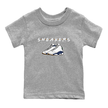 13s Midnight Navy shirts to match jordans Sneakers sneaker match tees Air Jordan 13 Midnight Navy SNRT Sneaker Release Tees Youth Baby Heather Grey 2 crew neck shirts