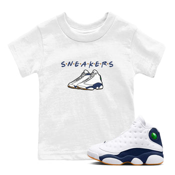 13s Midnight Navy shirts to match jordans Sneakers sneaker match tees Air Jordan 13 Midnight Navy SNRT Sneaker Release Tees Youth Baby White 1 crew neck shirts