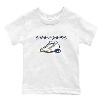 13s Midnight Navy shirts to match jordans Sneakers sneaker match tees Air Jordan 13 Midnight Navy SNRT Sneaker Release Tees Youth Baby White 2 crew neck shirts