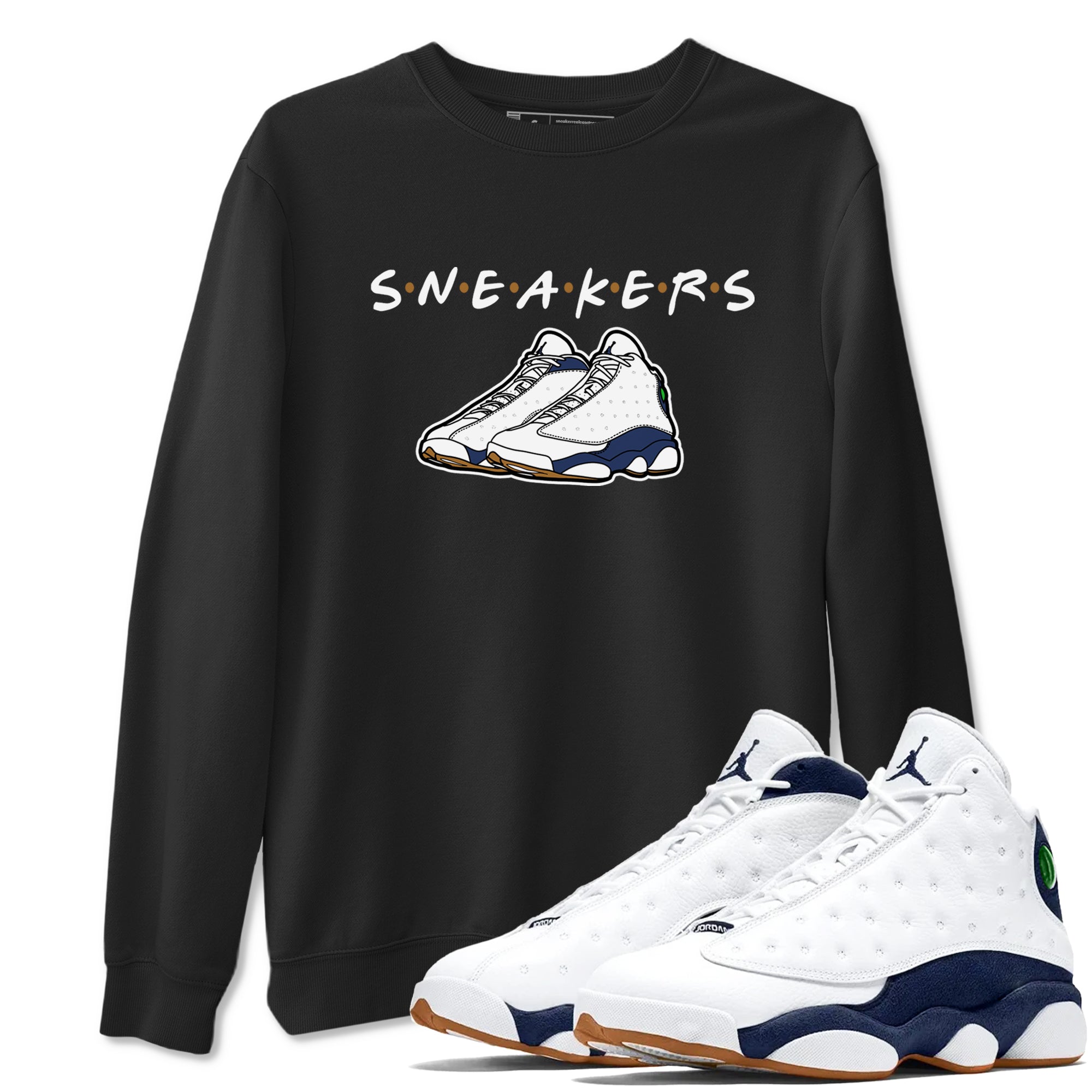 13s Midnight Navy shirts to match jordans Sneakers sneaker match tees Air Jordan 13 Midnight Navy SNRT Sneaker Release Tees unisex cotton Black 1 crew neck shirts