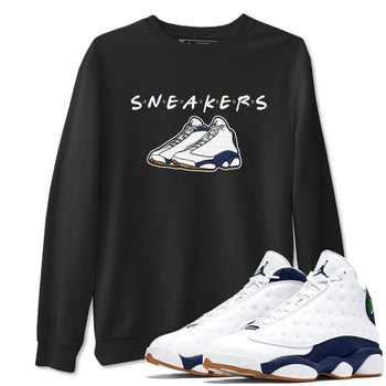 13s Midnight Navy shirts to match jordans Sneakers sneaker match tees Air Jordan 13 Midnight Navy SNRT Sneaker Release Tees unisex cotton Black 1 crew neck shirts