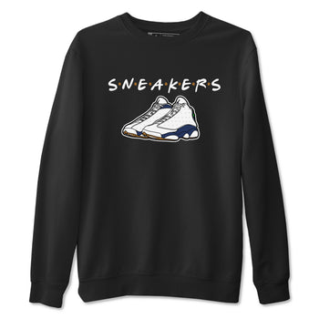 13s Midnight Navy shirts to match jordans Sneakers sneaker match tees Air Jordan 13 Midnight Navy SNRT Sneaker Release Tees unisex cotton Black 2 crew neck shirts