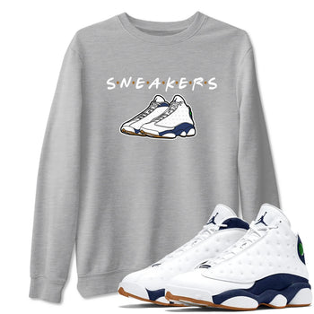 13s Midnight Navy shirts to match jordans Sneakers sneaker match tees Air Jordan 13 Midnight Navy SNRT Sneaker Release Tees unisex cotton Heather Grey 1 crew neck shirts