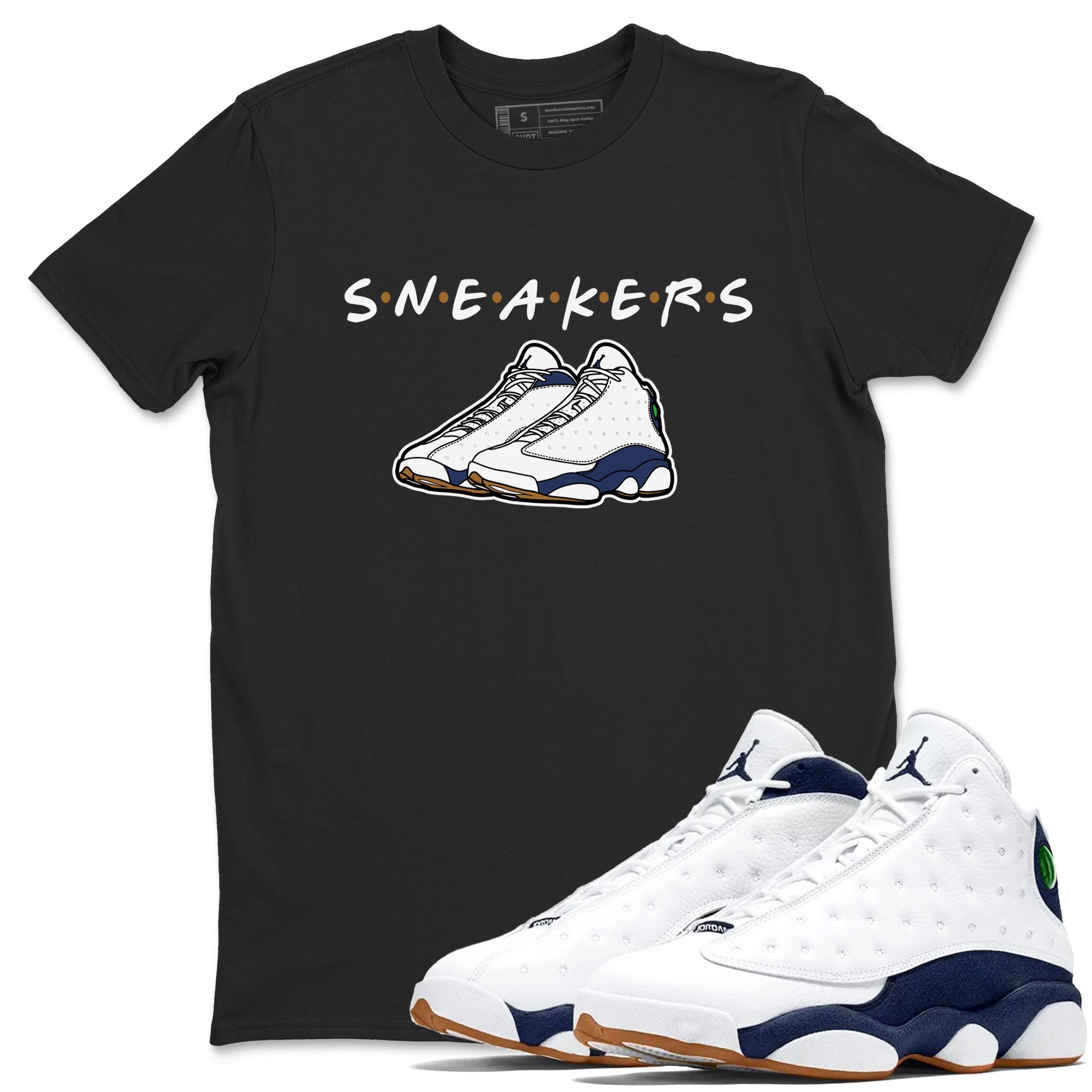 13s Midnight Navy shirts to match jordans Sneakers sneaker match tees Air Jordan 13 Midnight Navy SNRT Sneaker Release Tees unisex cotton Black 1 crew neck shirts