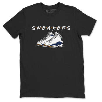 13s Midnight Navy shirts to match jordans Sneakers sneaker match tees Air Jordan 13 Midnight Navy SNRT Sneaker Release Tees unisex cotton Black 2 crew neck shirts