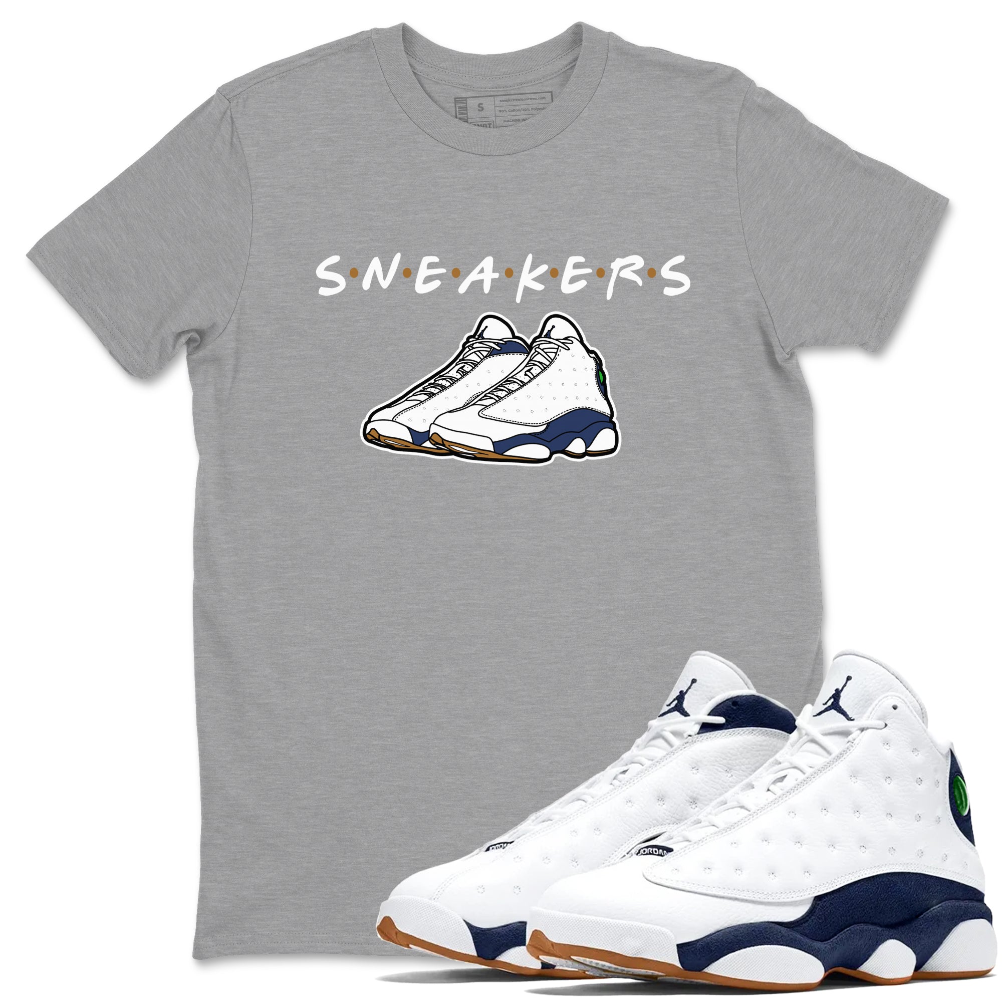 13s Midnight Navy shirts to match jordans Sneakers sneaker match tees Air Jordan 13 Midnight Navy SNRT Sneaker Release Tees unisex cotton Heather Grey 1 crew neck shirts