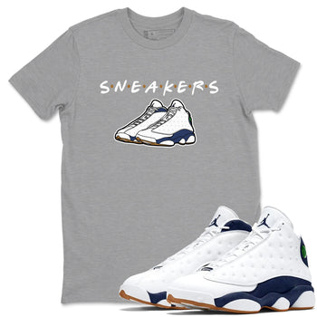 13s Midnight Navy shirts to match jordans Sneakers sneaker match tees Air Jordan 13 Midnight Navy SNRT Sneaker Release Tees unisex cotton Heather Grey 1 crew neck shirts