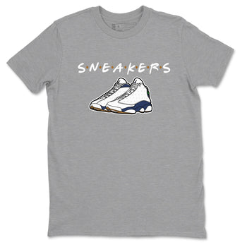 13s Midnight Navy shirts to match jordans Sneakers sneaker match tees Air Jordan 13 Midnight Navy SNRT Sneaker Release Tees unisex cotton Heather Grey 2 crew neck shirts