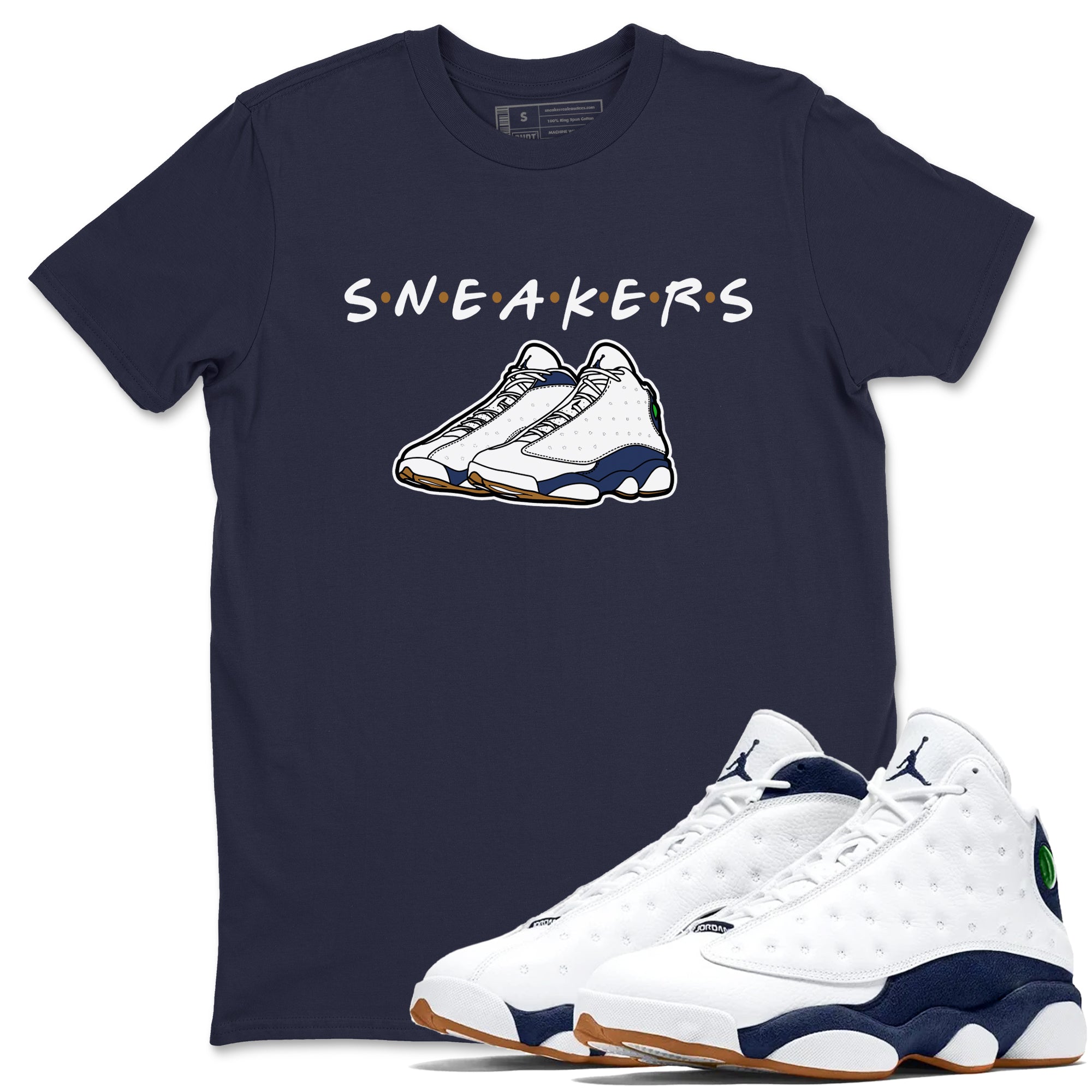 13s Midnight Navy shirts to match jordans Sneakers sneaker match tees Air Jordan 13 Midnight Navy SNRT Sneaker Release Tees unisex cotton Navy 1 crew neck shirts