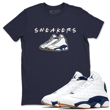 13s Midnight Navy shirts to match jordans Sneakers sneaker match tees Air Jordan 13 Midnight Navy SNRT Sneaker Release Tees unisex cotton Navy 1 crew neck shirts
