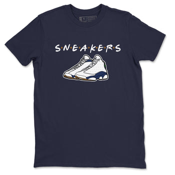 13s Midnight Navy shirts to match jordans Sneakers sneaker match tees Air Jordan 13 Midnight Navy SNRT Sneaker Release Tees unisex cotton Navy 2 crew neck shirts