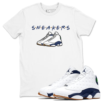 13s Midnight Navy shirts to match jordans Sneakers sneaker match tees Air Jordan 13 Midnight Navy SNRT Sneaker Release Tees unisex cotton White 1 crew neck shirts