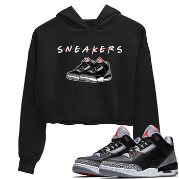 3s Black Cement shirts to match jordans Sneakers sneaker match tees Air Jordan 3 Black Cement SNRT Sneaker Release Tees unisex cotton Black 1 Crop Shirts
