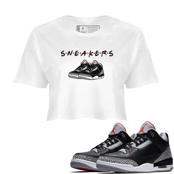 3s Black Cement shirts to match jordans Sneakers sneaker match tees Air Jordan 3 Black Cement SNRT Sneaker Release Tees unisex cotton White 1 Crop Shirts