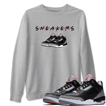 3s Black Cement shirts to match jordans Sneakers sneaker match tees Air Jordan 3 Black Cement SNRT Sneaker Release Tees unisex cotton Heather Grey 1 crew neck shirts