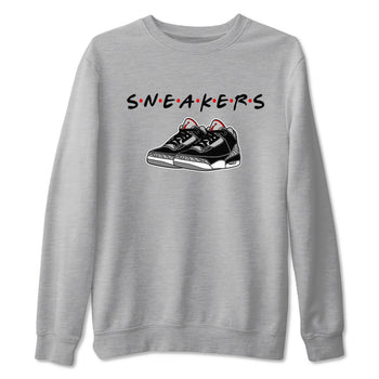 3s Black Cement shirts to match jordans Sneakers sneaker match tees Air Jordan 3 Black Cement SNRT Sneaker Release Tees unisex cotton Heather Grey 2 crew neck shirts