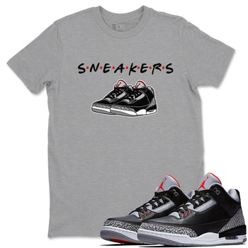 3s Black Cement shirts to match jordans Sneakers sneaker match tees Air Jordan 3 Black Cement SNRT Sneaker Release Tees unisex cotton Heather Grey 1 crew neck shirts