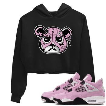 4s Retro Orchid shirts to match jordans Sneakers Bear Face sneaker match tees Air Jordan 4 WMNS Orchid match shoes to clothes SNRT Sneaker Tees unisex cotton Black 1 crop tee