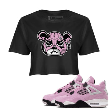 4s Retro Orchid shirts to match jordans Sneakers Bear Face sneaker match tees Air Jordan 4 WMNS Orchid match shoes to clothes SNRT Sneaker Tees unisex cotton Black 1 crop tee