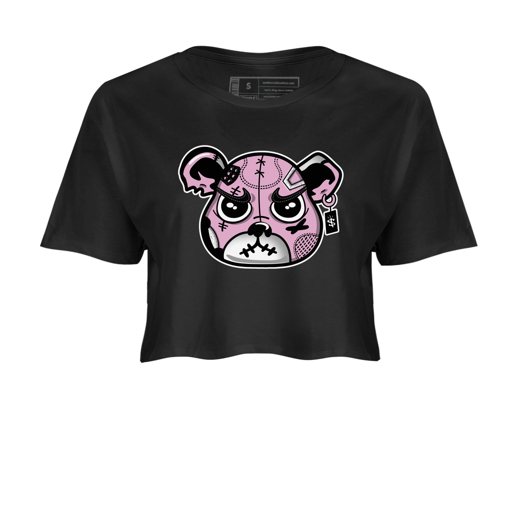 4s Retro Orchid shirts to match jordans Sneakers Bear Face sneaker match tees Air Jordan 4 WMNS Orchid match shoes to clothes SNRT Sneaker Tees unisex cotton Black 2 crop tee